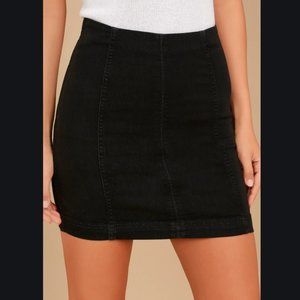 Free People Modern Washed Black Denim Mini Skirt